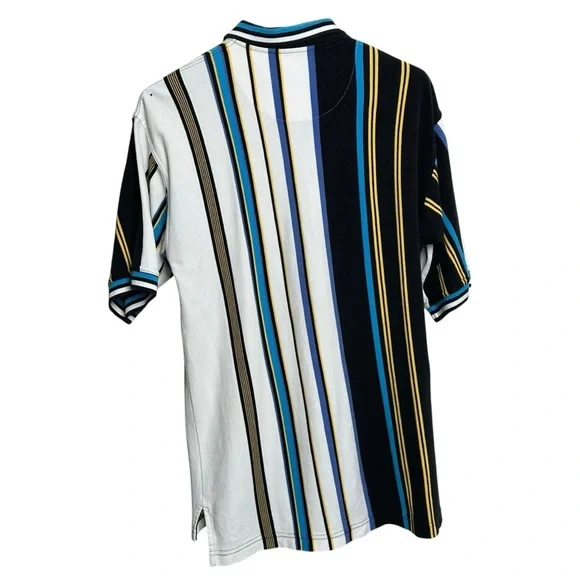 Vintage Siegfried Men's Large Striped Polo Shirt Tall Fit 90s Baggy Oversized - Picture 4 of 12